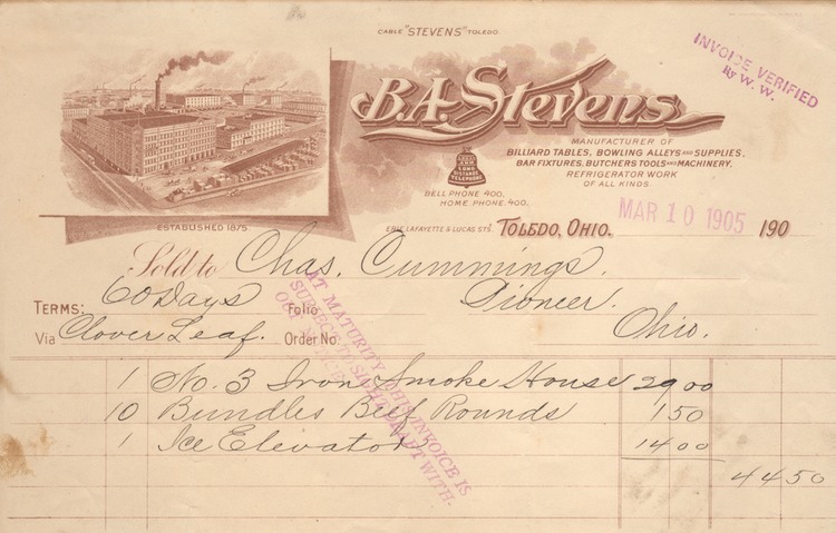 BA Stevens Bill of Sale